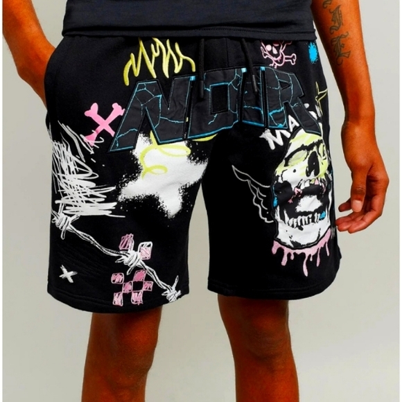 Maison Noir Skull Jogger Shorts, Medium, Black - Picture 4 of 6